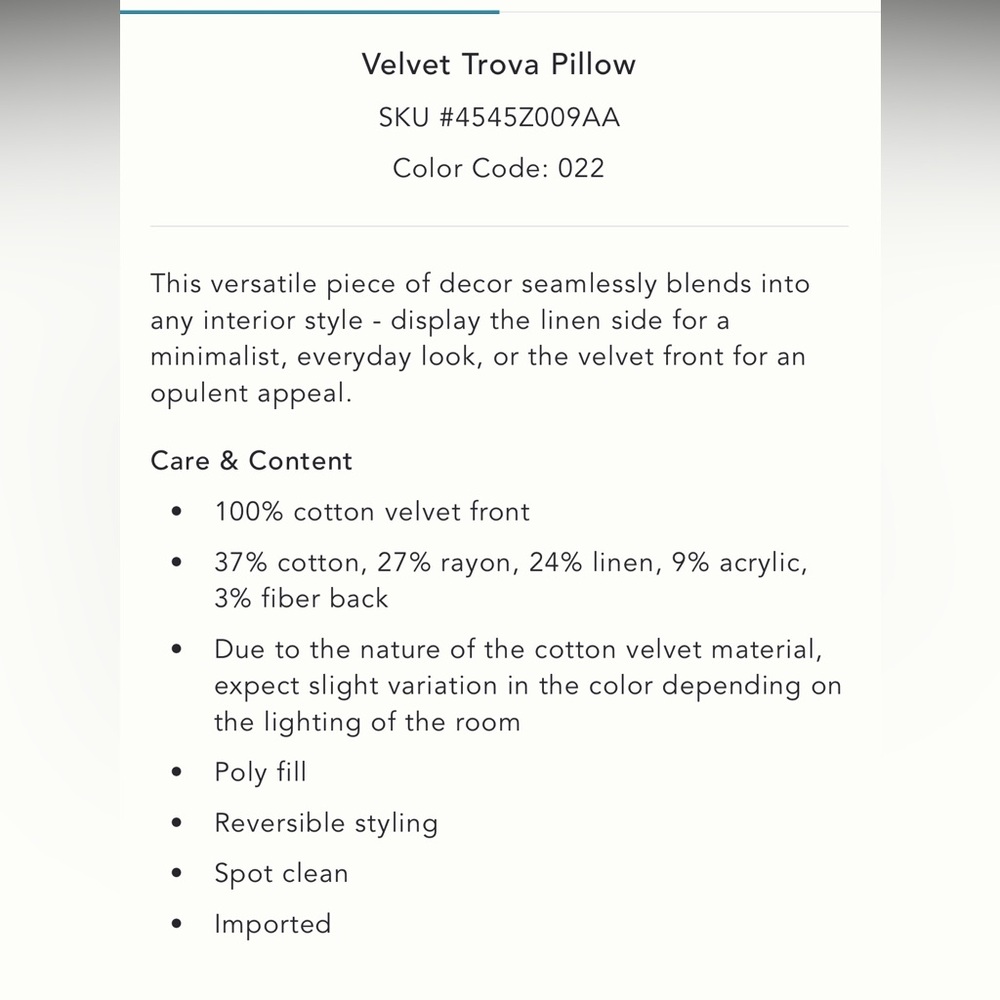 Anthropologie Velvet Trova Pillow - Picture 6 of 10